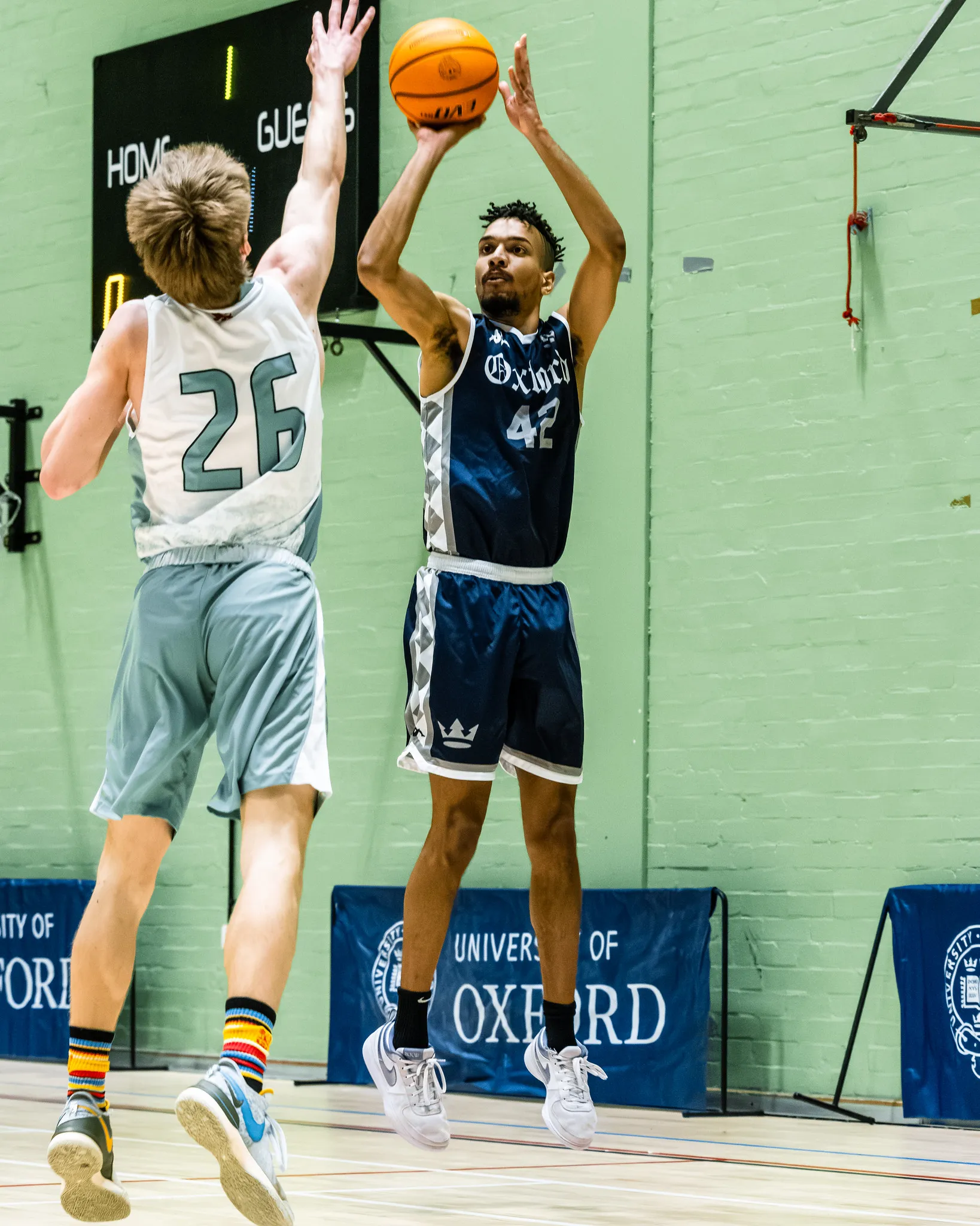 OUBbC player shooting over a defender