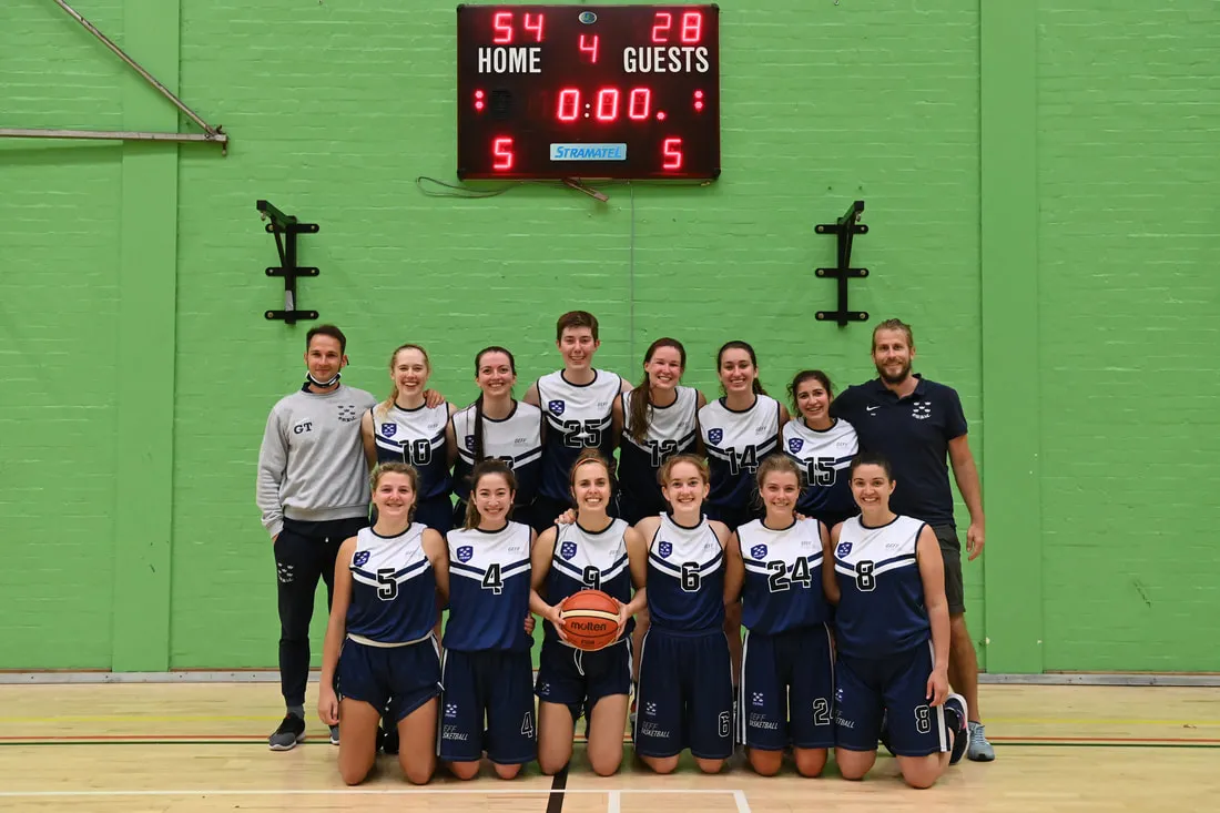 BACK ROW: Grigalius Taujanskas (Head Coach), Clare Lyle, Alycia Leonard, Luisa Berry, Maike Meier, Kelly Skinner, Shivani Abensour, Matt McGilvray; FRONT ROW: Holly Hayward, Alex Street, Amelia Hassoun, Lucy Taylor, Chloe-Marie Hawley, Claudia Paul.